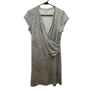 Athleta Nectar Grey Paisley Ruched Dress Size Large